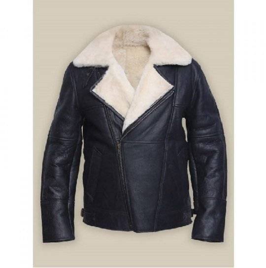 Stylish B3 Shearling Leather Jacket - Front view