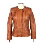 Womens Bessemer Leather Jacket Front