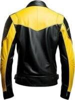 Yellow and black motorcycle jacket back view