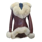 Gianna Brown Shearling Fur Coat - Front view