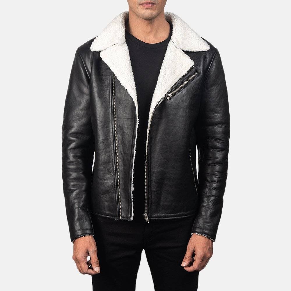 Alberto Brown Shearling Leather Jacket Men - Front view