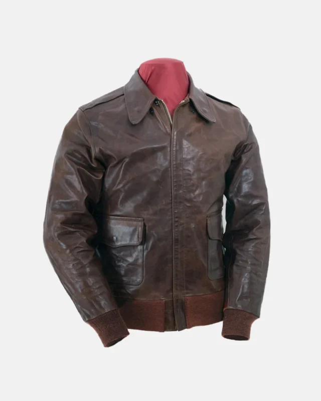 Mens Flying Type A-2 Brown Leather Jacket Front