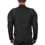 Rear view of the men's CE-approved textile motorcycle jacket.