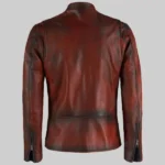 Basic Maroon Leather Moto Jacket for Men, Designed as a Cafe Racer Biker