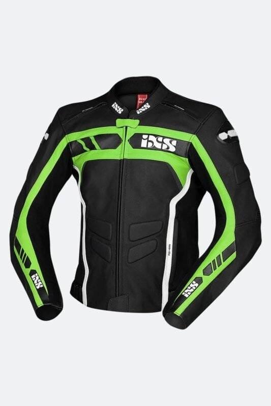 Front view of Black-Green-White Motorcycle Jacket