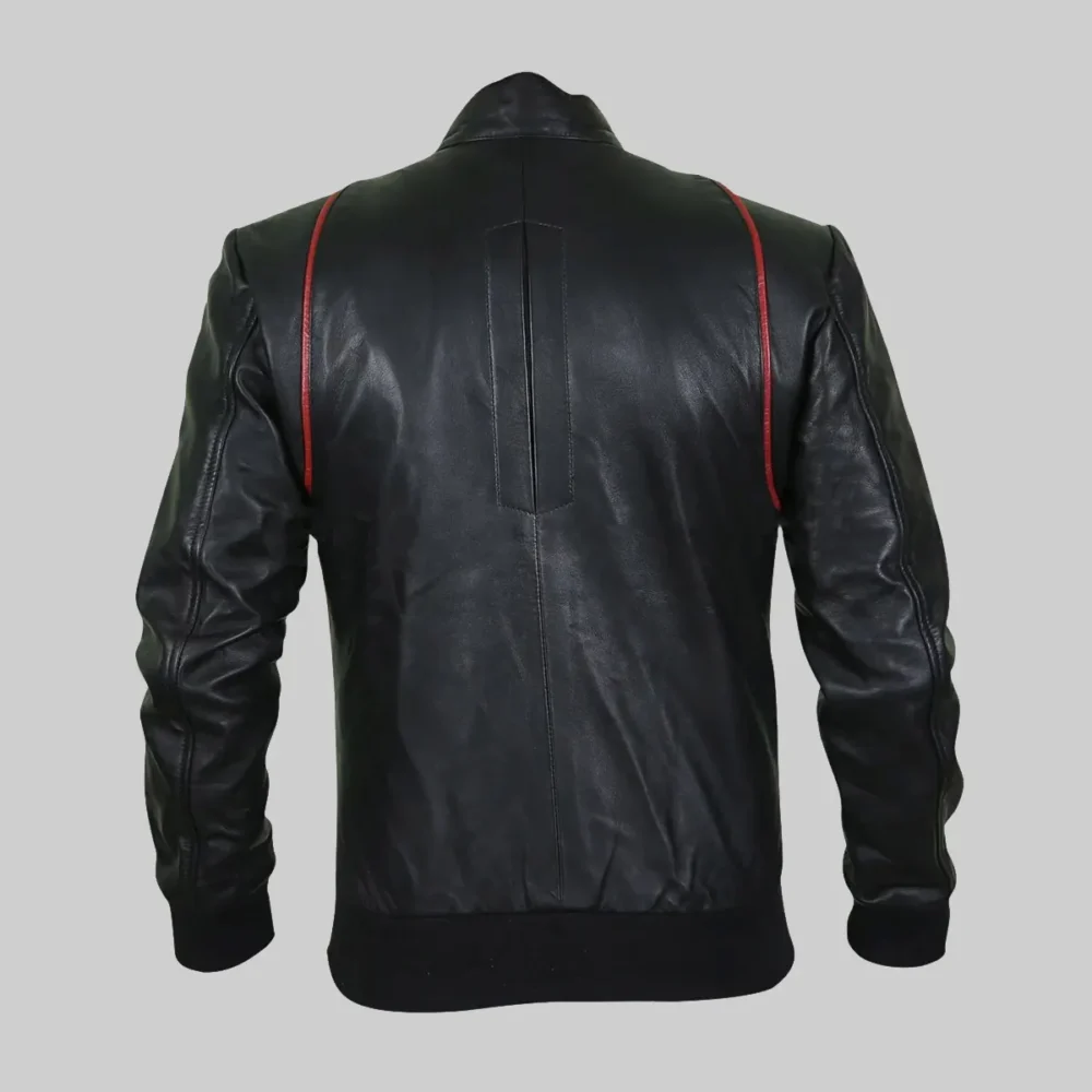 Black Leather Moto Bomber Jacket for Men by Drake, Stylish and Durable