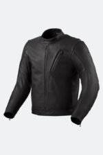 Front view of Black MC Leather Jacket