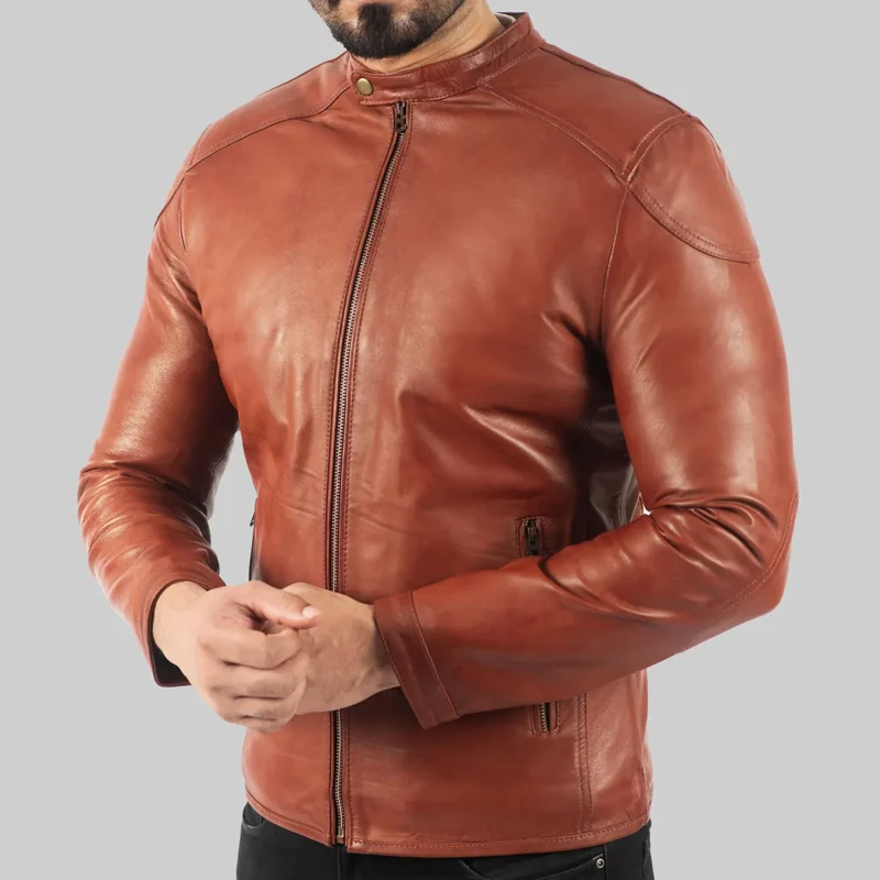 Classic Erik Biker Jacket in Rich Brown Leather for Men