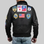 Classic Black Leather Bomber Jacket for Men, Ressler’s Top Gun Maverick Edition