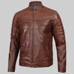 Classic Brown Moto Leather Biker Jacket for Men by Ronny