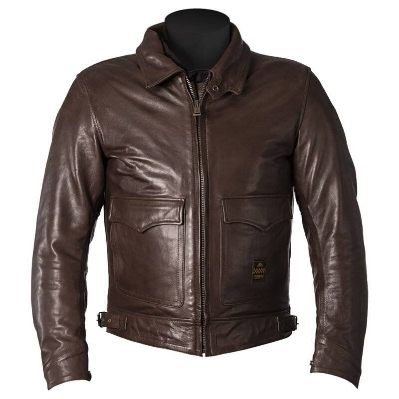 Front view of Brown Motorcycle Leather Jacket