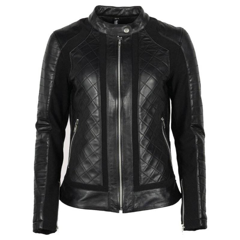 Front view of Black Helstons Kate Leather Jacket