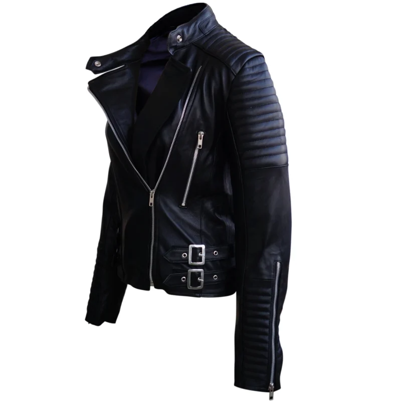 High-Quality Black Brando Jacket Made of Genuine Leather with Padded Shoulders