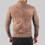 High-Quality Brown Leather Biker Jacket for Men, Distressed Style by Allen