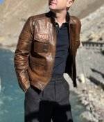 High-Quality Brown Leather Slim Fit Jacket for Men, Perfect for Motorcyclists