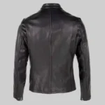 Men’s Black Leather Biker Jacket with Moto Shot Features and Design