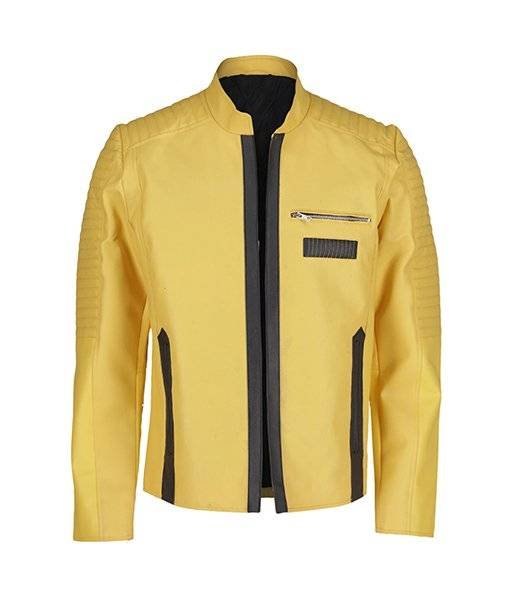 Men’s Trendy Yellow PU Leather Jacket with a Modern Design