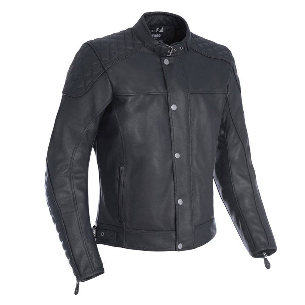 Oxford Hampton Black Leather Jacket for Motorcycle Riders