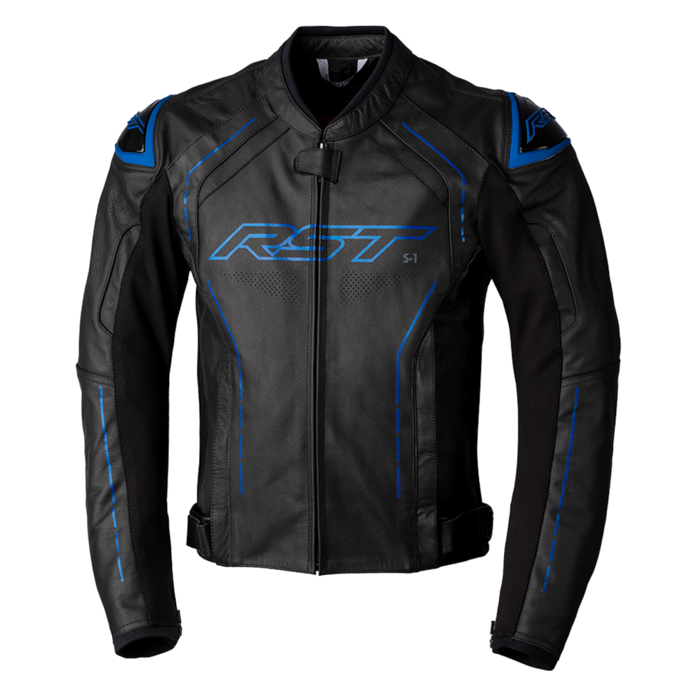 RST S1 CE Men's Leather Jacket Designed for Riding - Blue