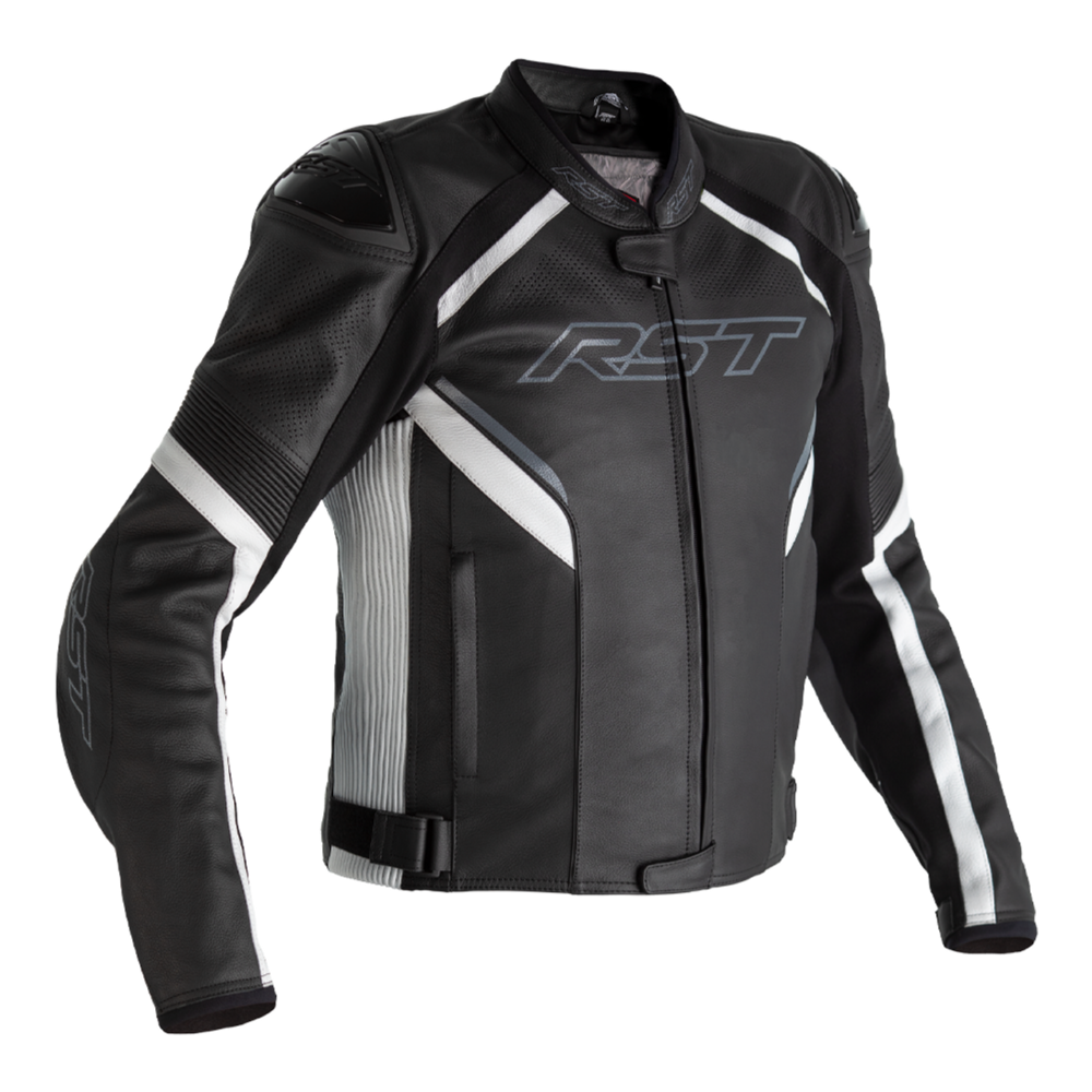 RST Sabre Airbag CE Men's Leather Jacket Black White