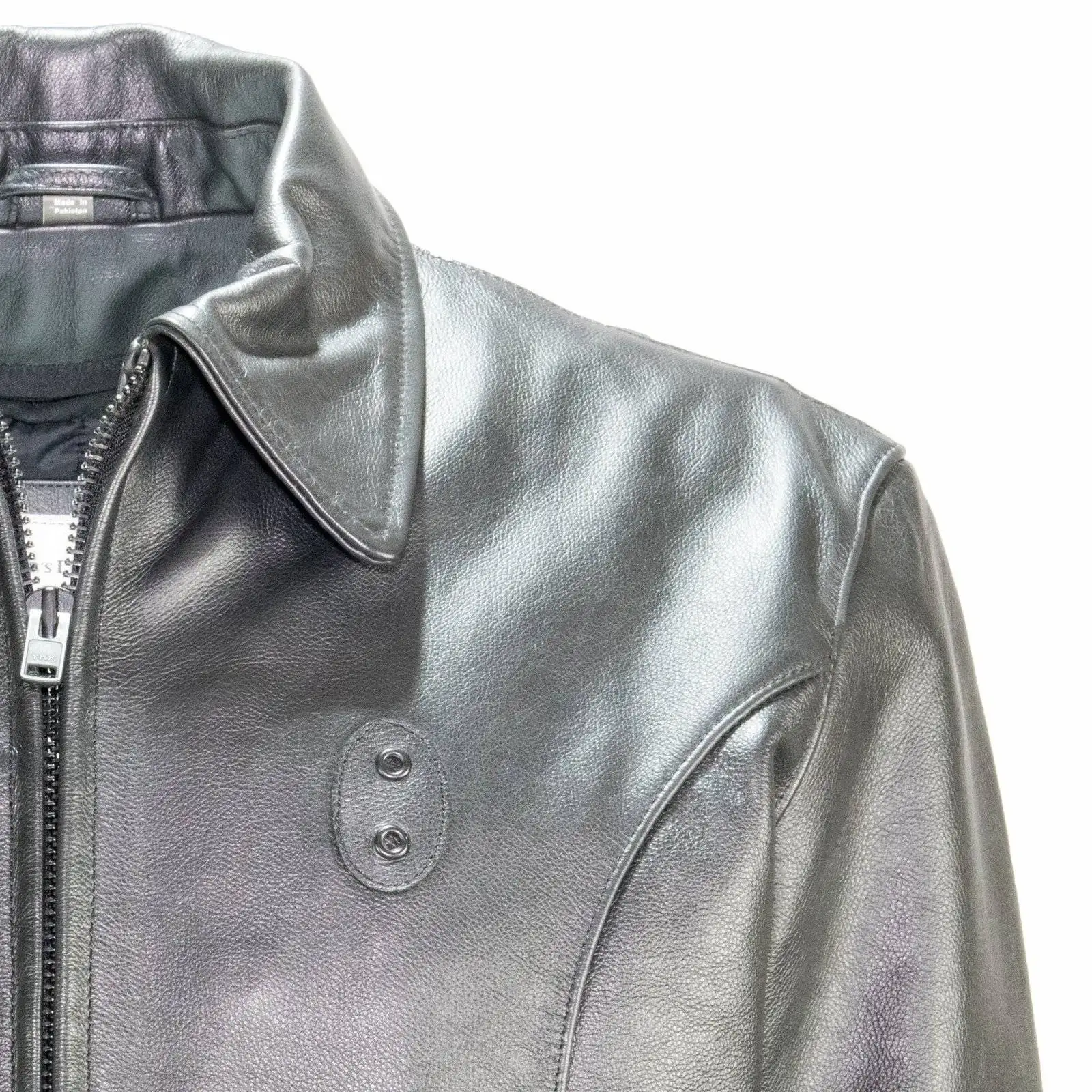 Close-up of Cleveland Leather Officer Jacket fabric