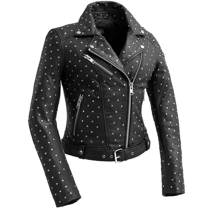 Front view of Women's Studded Biker Jacket