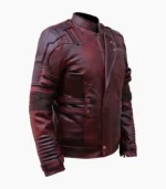 Side view of Men’s Stylish Maroon Leather Coat