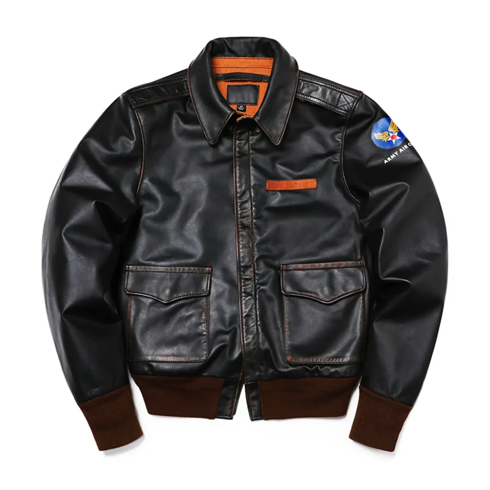 Front view of Vintage Horsehide Biker Jacket