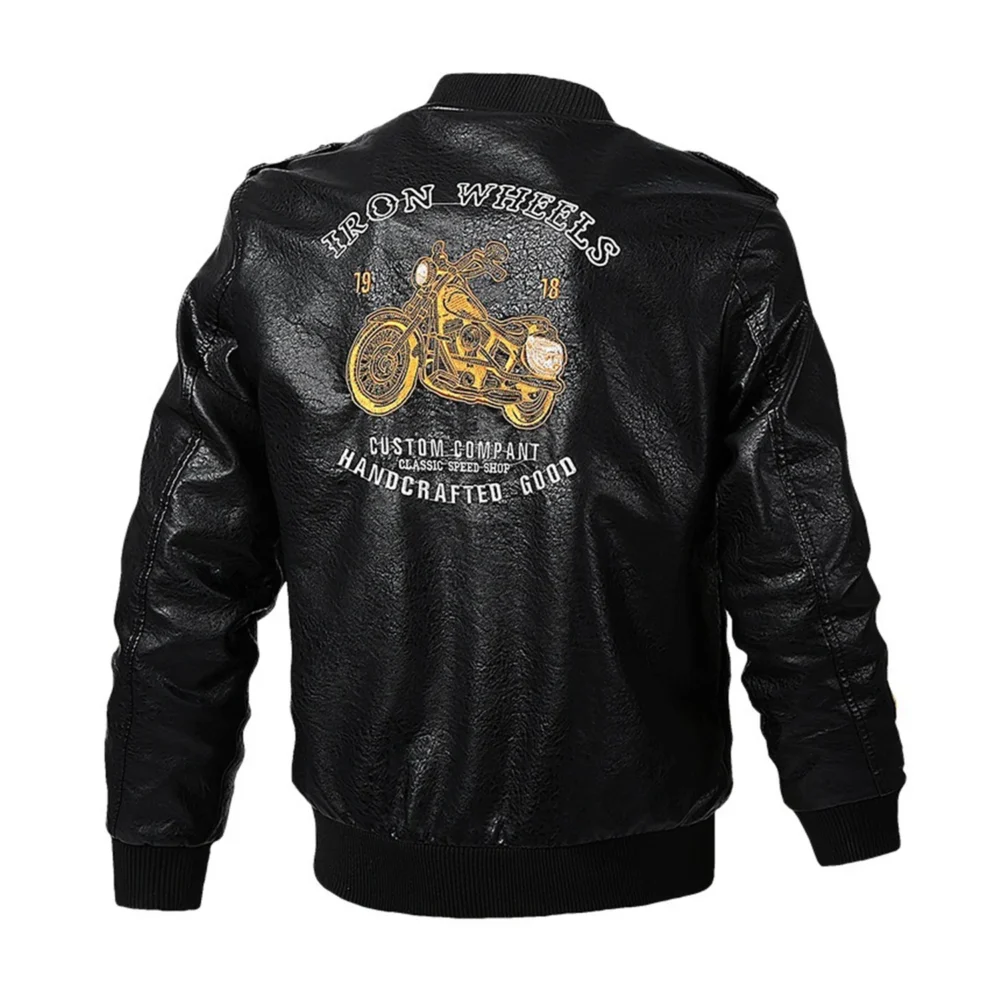 Back view of PU Leather Motorcycle Jacket