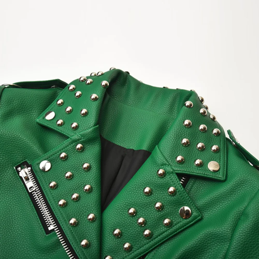 Close-up of Unisex Faux Leather Streetwear jacket's texture