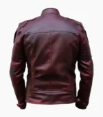 Back view of Men's Maroon Motorcycle Jacket