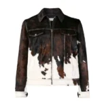 Front view of Men's Genuine Pony Skin Leather Coat