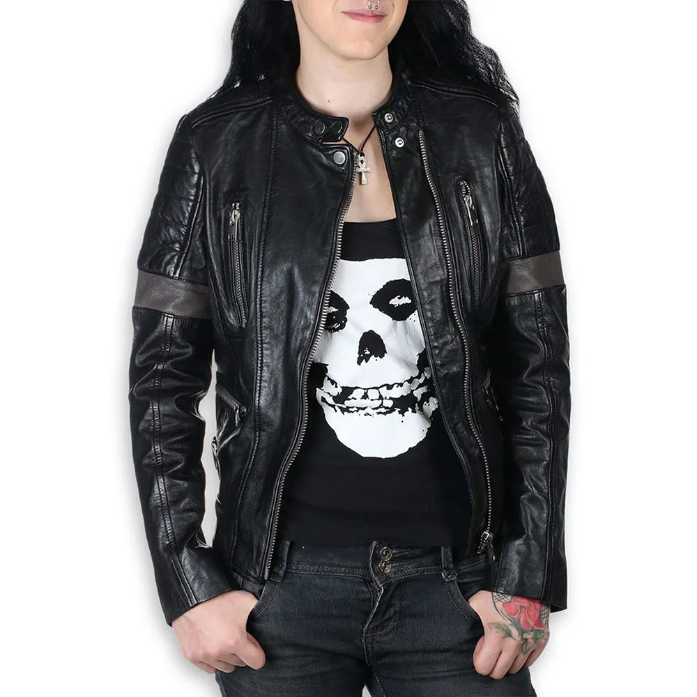 AC/DC Leather Jacket for Women with Trendy Design