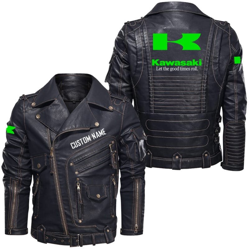Black Leather Kawasaki Jacket