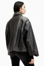 Oversized Black Leather Jacket