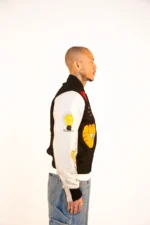 Black Varsity Jacket - Hot Air Balloon Edition for Men