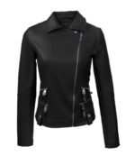 Leather Side Swipe Moto Jacket