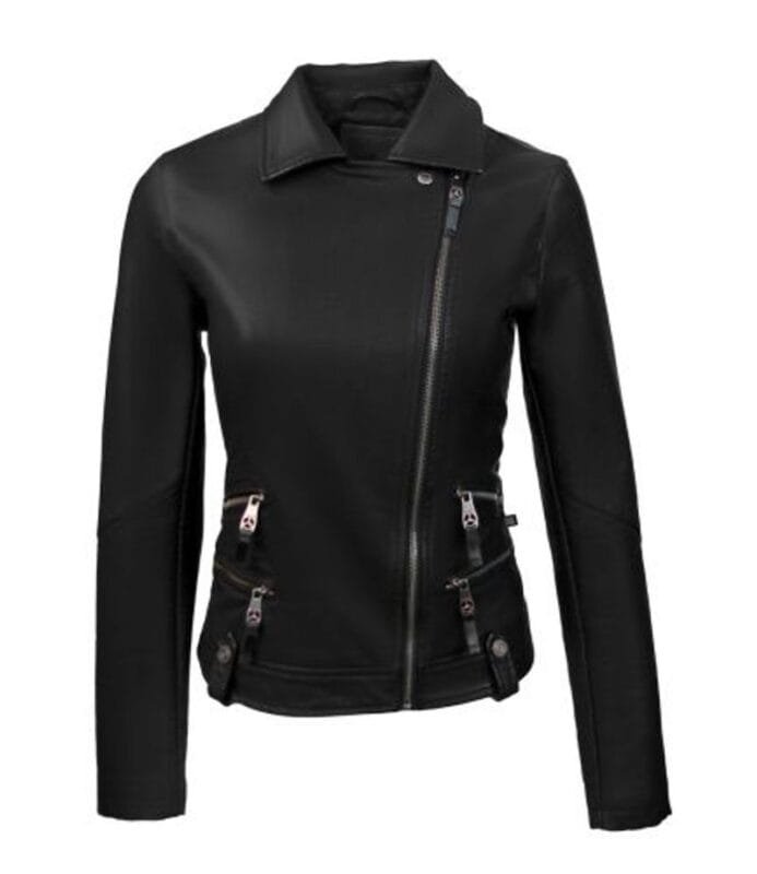 Leather Side Swipe Moto Jacket