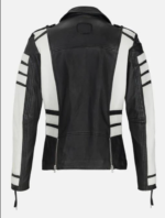 Mens Sleek Two-Tone Moto Jacket in Black and White