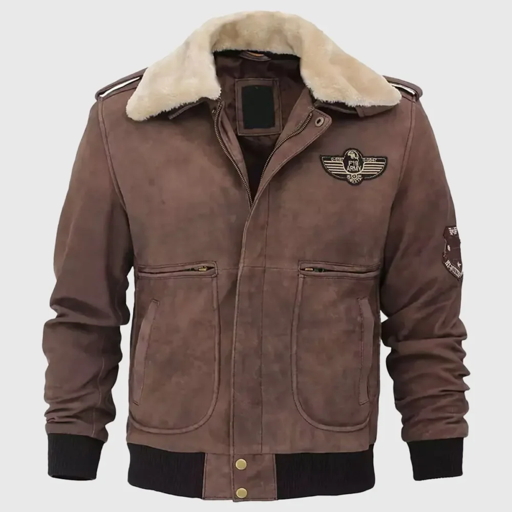 Men’s Brown Bomber Leather Jacket