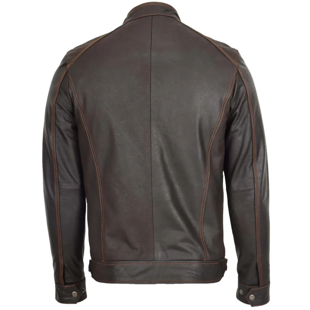 Brown Leather Biker Jacket