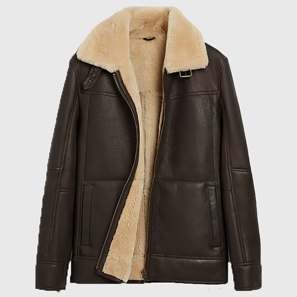 Shearling-Lined Brown Coat