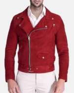 Burgundy Red Suede Leather Jacket