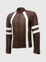 Distressed Men Brown Leather Jacket