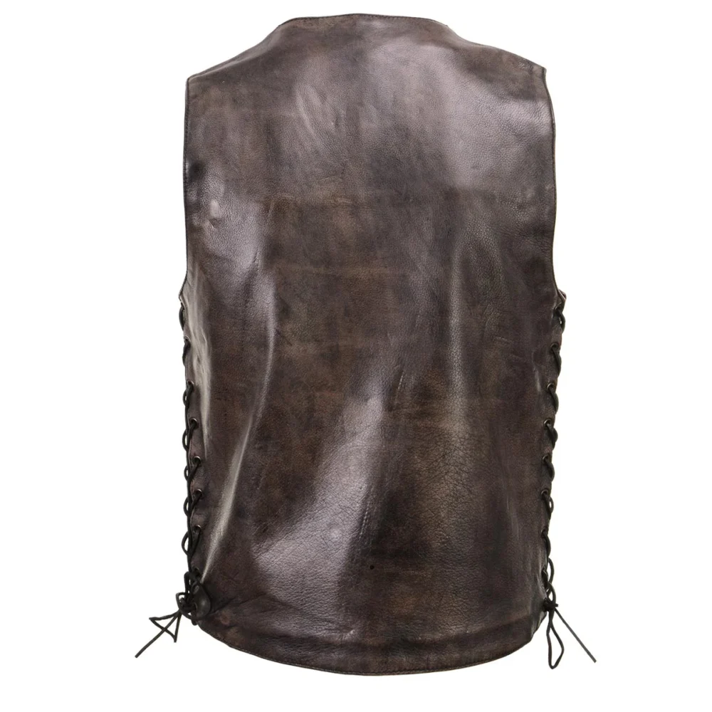 Brown Leather Biker Vest