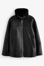 Chic Aviator Faux Leather Jacket