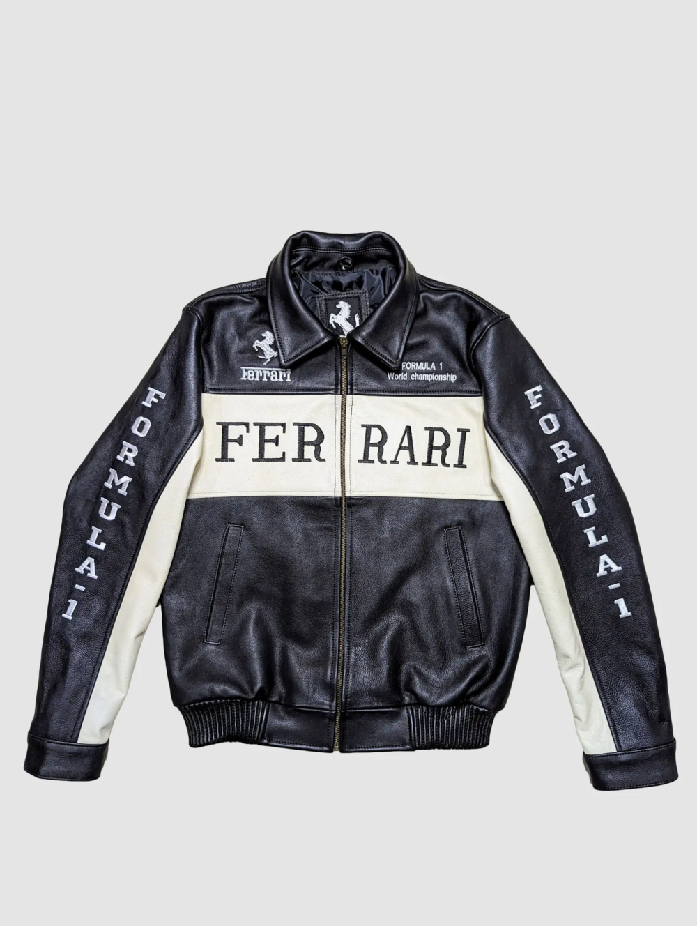 Ferrari F1 Leather Racing Bomber