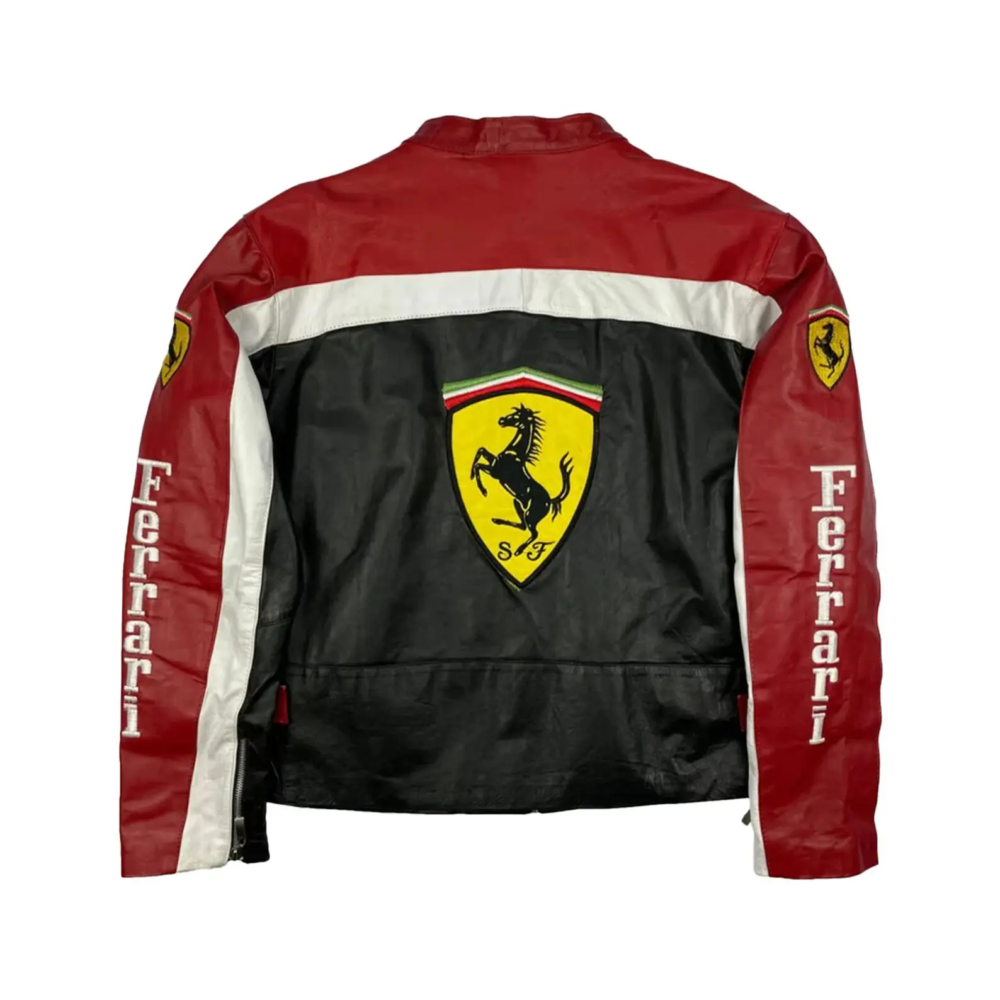 Ferrari Leather Biker Racing Jacket