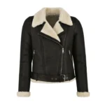 Fur Leather Biker Jacket with Shearling