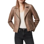 Tan Leather Biker Jacket